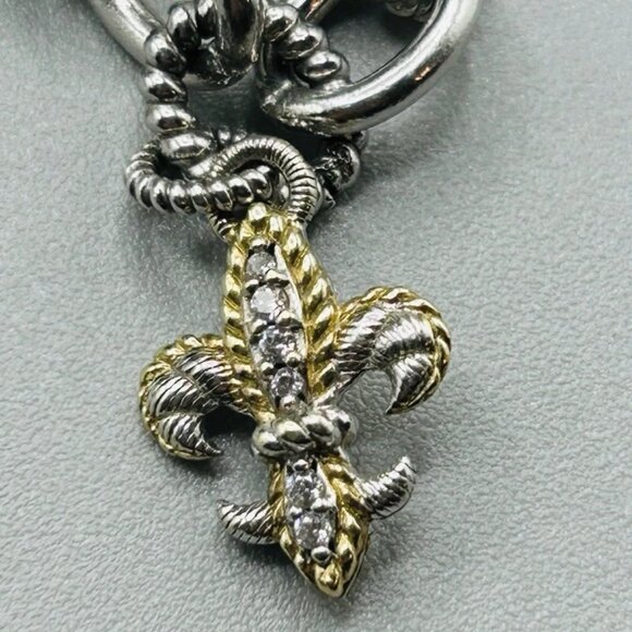 Judith Ripka FLEUR DE LIS Bracelet Sterling Silver & 14k Gold - Picture 4 of 8